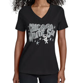 Chicago White Sox Starter Women's Fireworks V-Neck T-Shirt - Black T-shirts
