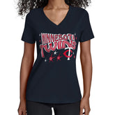 Minnesota Twins Starter Women's Fireworks V-Neck T-Shirt - Navy T-shirts