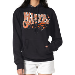 Baltimore Orioles Starter Women's Fireworks Fleece Tri-Blend Pullover Hoodie - Black Hoodies