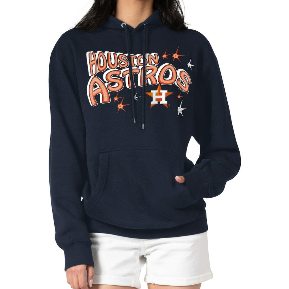 Houston Astros Starter Women's Fireworks Fleece Tri-Blend Pullover Hoodie - Navy Hoodies