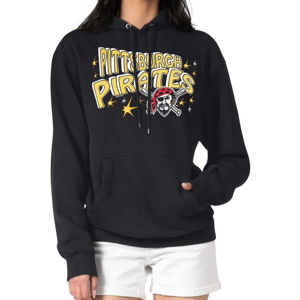Pittsburgh Pirates Starter Women's Fireworks Fleece Tri-Blend Pullover Hoodie - Black Hoodies