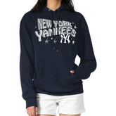 New York Yankees Starter Women's Fireworks Fleece Tri-Blend Pullover Hoodie - Navy Hoodies