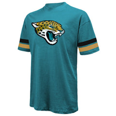 Travis Hunter Jacksonville Jaguars Majestic Threads 2025 NFL Draft First Round Pick Oversized T-Shirt - Teal T-shirts