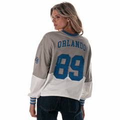 Orlando Magic The Wild Collective Women's Cropped Long-Sleeve Fashion Crewneck Sweatshirt Gray outlet