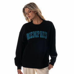 Memphis Grizzlies The Wild Collective Women's Rock Crystal Oversized Sweatshirt Black