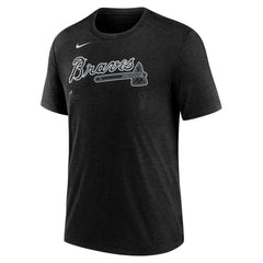 Atlanta Braves Nike Wordmark Tri-Blend T-Shirt - Heather Black T-shirts