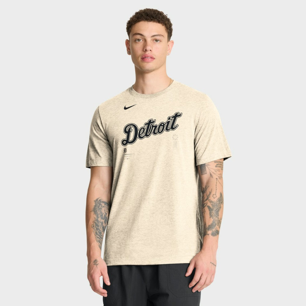 Detroit Tigers Nike Wordmark Tri-Blend T-Shirt - Natural T-shirts