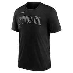 Chicago Cubs Nike Wordmark Tri-Blend T-Shirt - Heather Black T-shirts