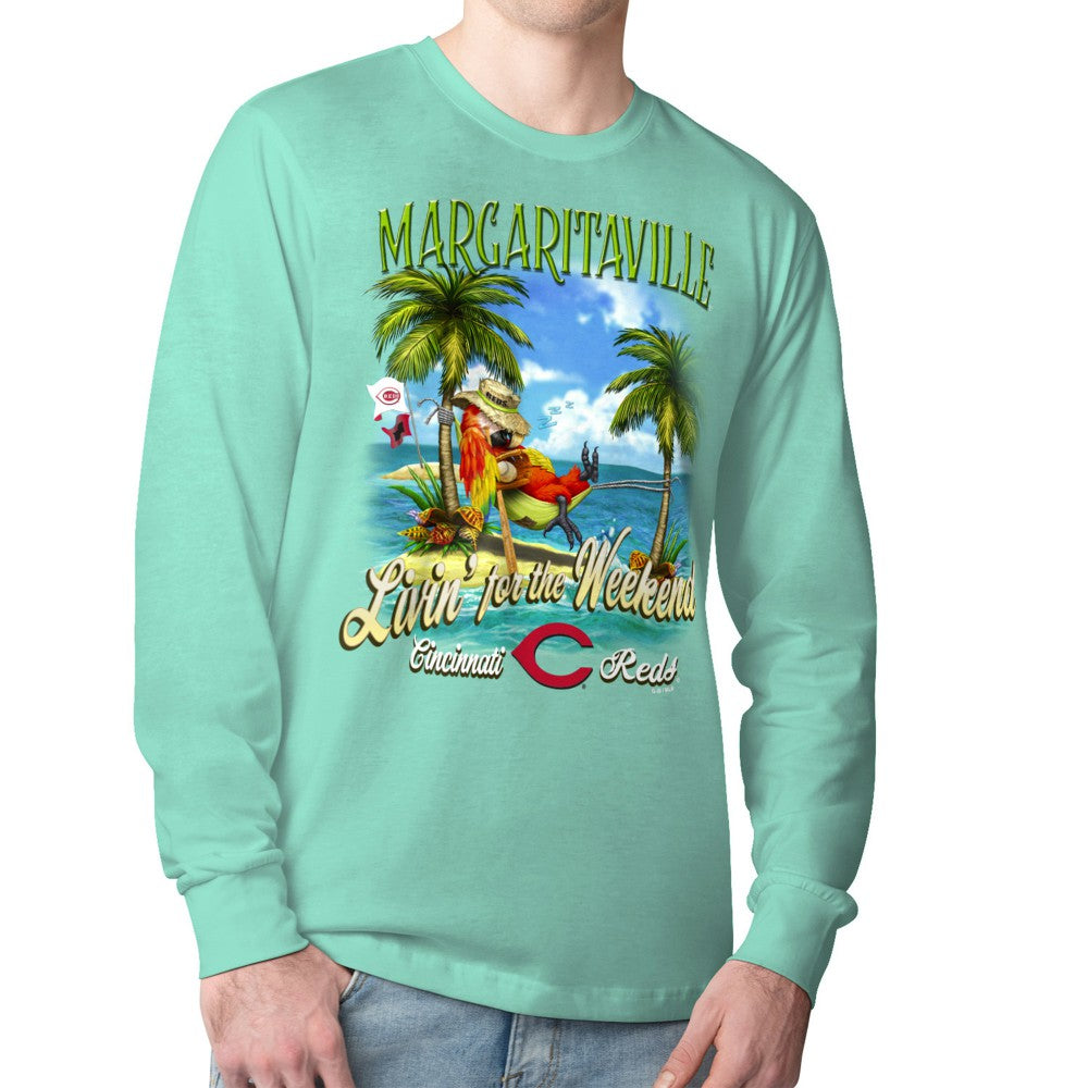 Cincinnati Reds Margaritaville Livin' for the Weekend Long Sleeve T-Shirt - Mint T-shirts