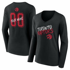 Toronto Raptors Women's Hustle Custom Long Sleeve V-Neck T-Shirt Black