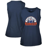 Edmonton Oilers Levelwear Women's Macy Banner Arch Tank Top - Navy | US 203145023