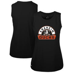 Anaheim Ducks Levelwear Women's Macy Banner Arch Tank Top - Black | US 203145037