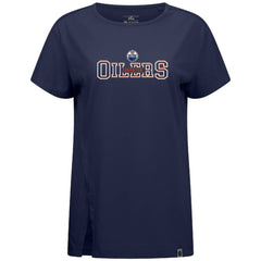 Edmonton Oilers Levelwear Women's Influx Journey T-Shirt - Navy | US 203145126