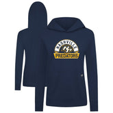 Nashville Predators Levelwear Women's Relay Banner Arch Pullover Hoodie - Navy | US 203145233