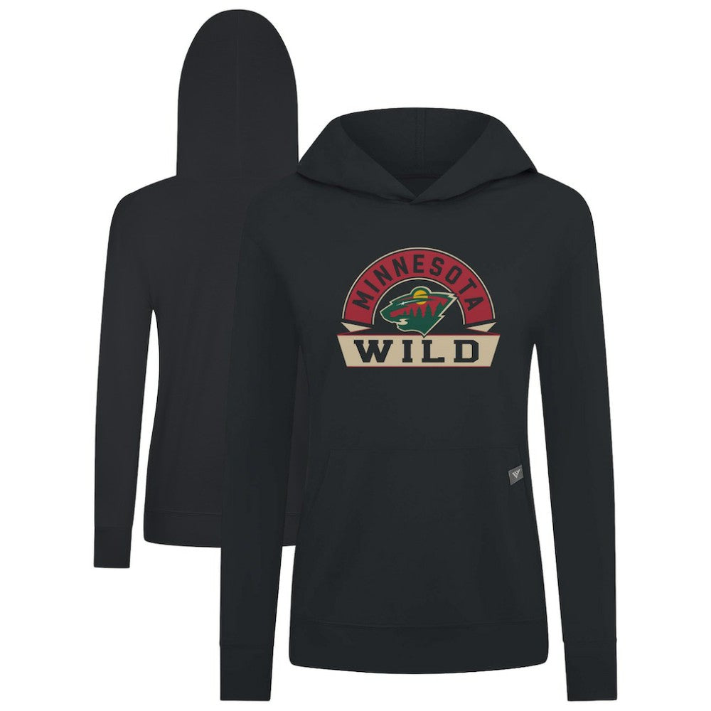 Minnesota Wild Levelwear Women's Relay Banner Arch Pullover Hoodie - Black | US 203145236