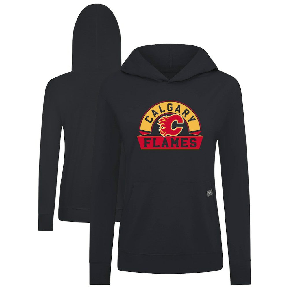 Calgary Flames Levelwear Women's Relay Banner Arch Pullover Hoodie - Black | US 203145263