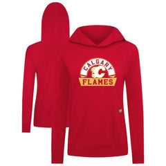 Calgary Flames Levelwear Women's Relay Banner Arch Pullover Hoodie - Red | US 203145269