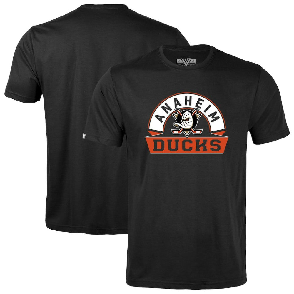 Anaheim Ducks Levelwear Youth Little Richmond Banner Arch T-Shirt - Black | US 203145594