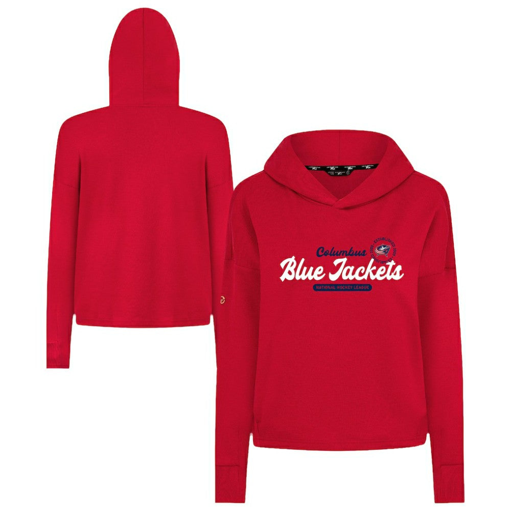 Columbus Blue Jackets Levelwear Women's Sweet Monument Tri-Blend Cropped Pullover Hoodie - Red | US 203145684