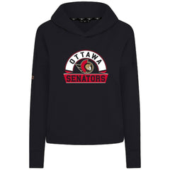 Ottawa Senators Levelwear Women's Sweet Banner Arch Tri-Blend Cropped Pullover Hoodie - Black | US 203145700