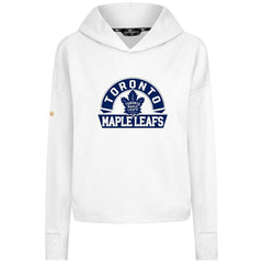 Toronto Maple Leafs Levelwear Women's Sweet Banner Arch Tri-Blend Cropped Pullover Hoodie - White | US 203145707