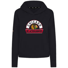 Chicago Blackhawks Levelwear Women's Sweet Banner Arch Tri-Blend Cropped Pullover Hoodie - Black | US 203145711