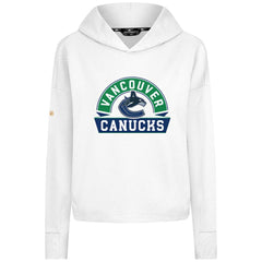 Vancouver Canucks Levelwear Women's Sweet Banner Arch Tri-Blend Cropped Pullover Hoodie - White | US 203145712