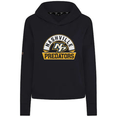 Nashville Predators Levelwear Women's Sweet Banner Arch Tri-Blend Cropped Pullover Hoodie - Black | US 203145715