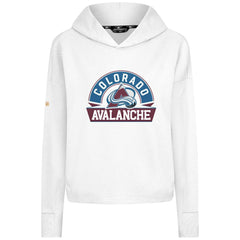 Colorado Avalanche Levelwear Women's Sweet Banner Arch Tri-Blend Cropped Pullover Hoodie - White | US 203145717