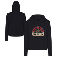 Minnesota Wild Levelwear Women's Sweet Banner Arch Tri-Blend Cropped Pullover Hoodie - Black | US 203145719