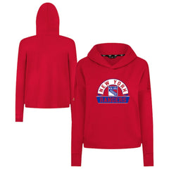 New York Rangers Levelwear Women's Sweet Banner Arch Tri-Blend Cropped Pullover Hoodie - Red | US 203145722