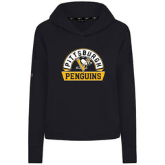 Pittsburgh Penguins Levelwear Women's Sweet Banner Arch Tri-Blend Cropped Pullover Hoodie - Black | US 203145726