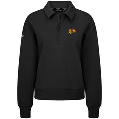 Chicago Blackhawks Levelwear Women's Canmore Quarter-Zip Pullover - Black | US 203145746