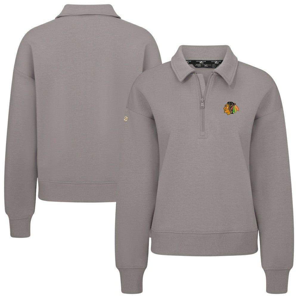 Chicago Blackhawks Levelwear Women's Canmore Quarter-Zip Pullover - Gray | US 203145747