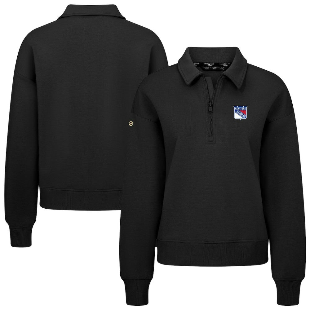 New York Rangers Levelwear Women's Canmore Quarter-Zip Pullover - Black | US 203145784
