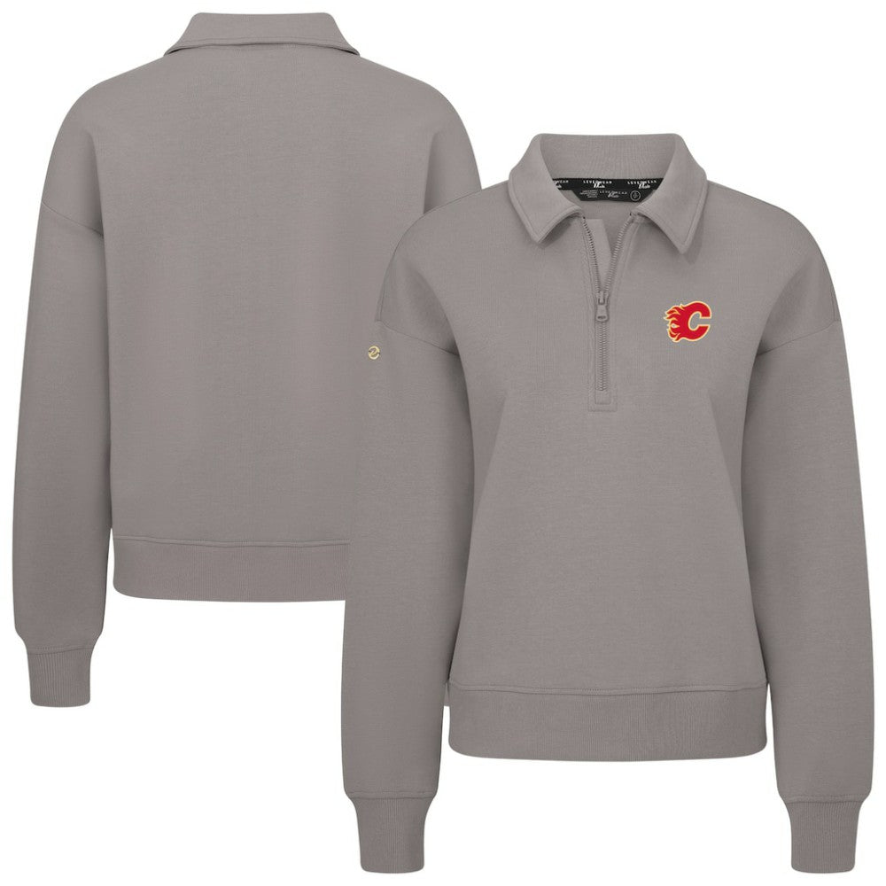Calgary Flames Levelwear Women's Canmore Quarter-Zip Pullover - Gray | US 203145787