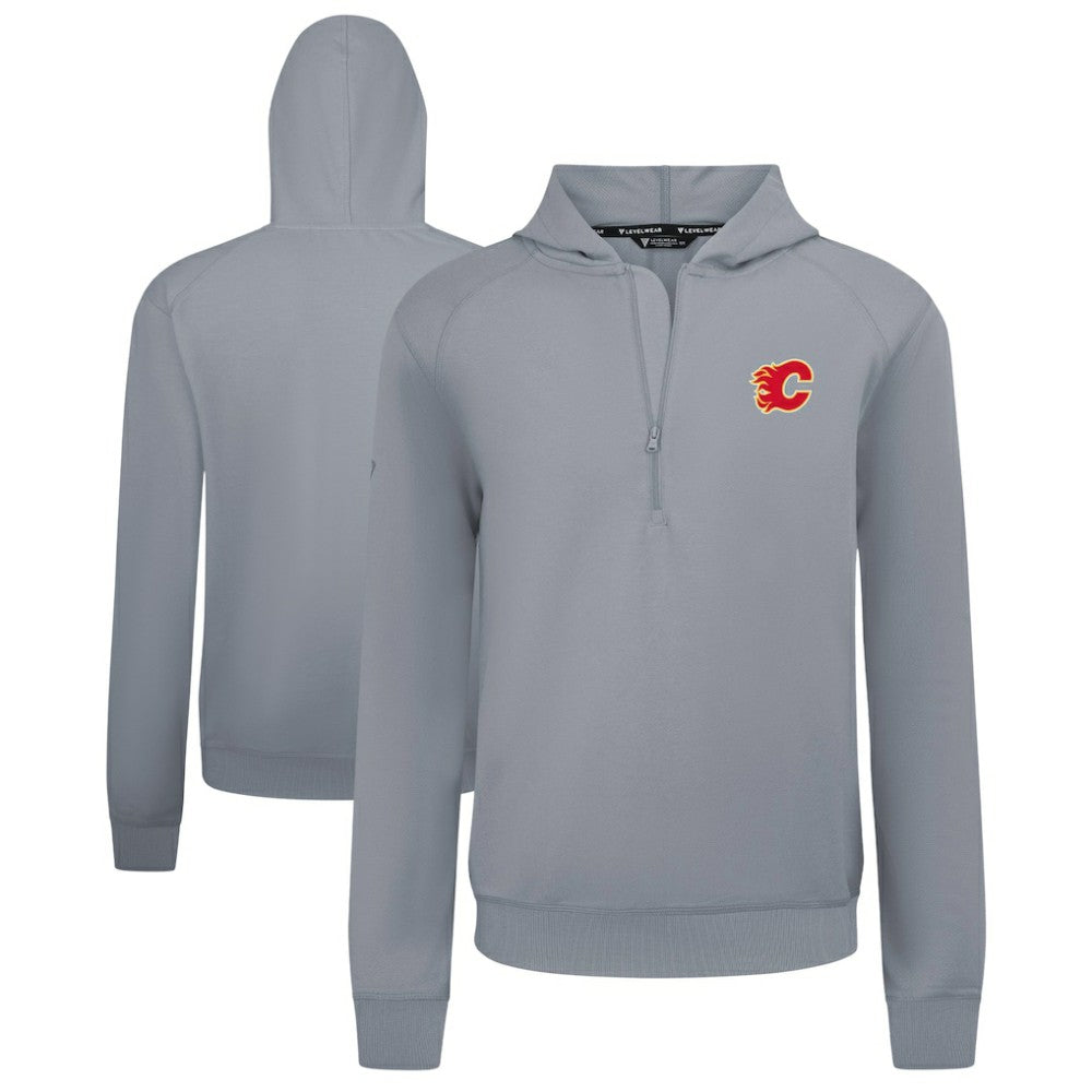 Calgary Flames Levelwear Technic Quarter-Zip Pullover Hoodie - Gray | US 203146021