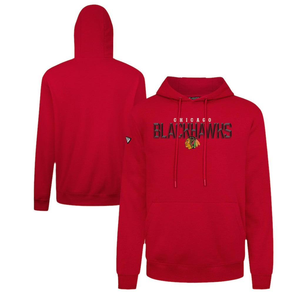Chicago Blackhawks Levelwear Podium Carve Pullover Hoodie - Red | US 203146433