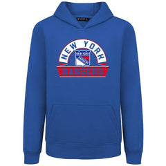 New York Rangers Levelwear Youth Podium Banner Arch Pullover Hoodie - Royal | US 203146476