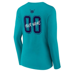 Charlotte Hornets Women's Hustle Custom Long Sleeve V-Neck T-Shirt Teal