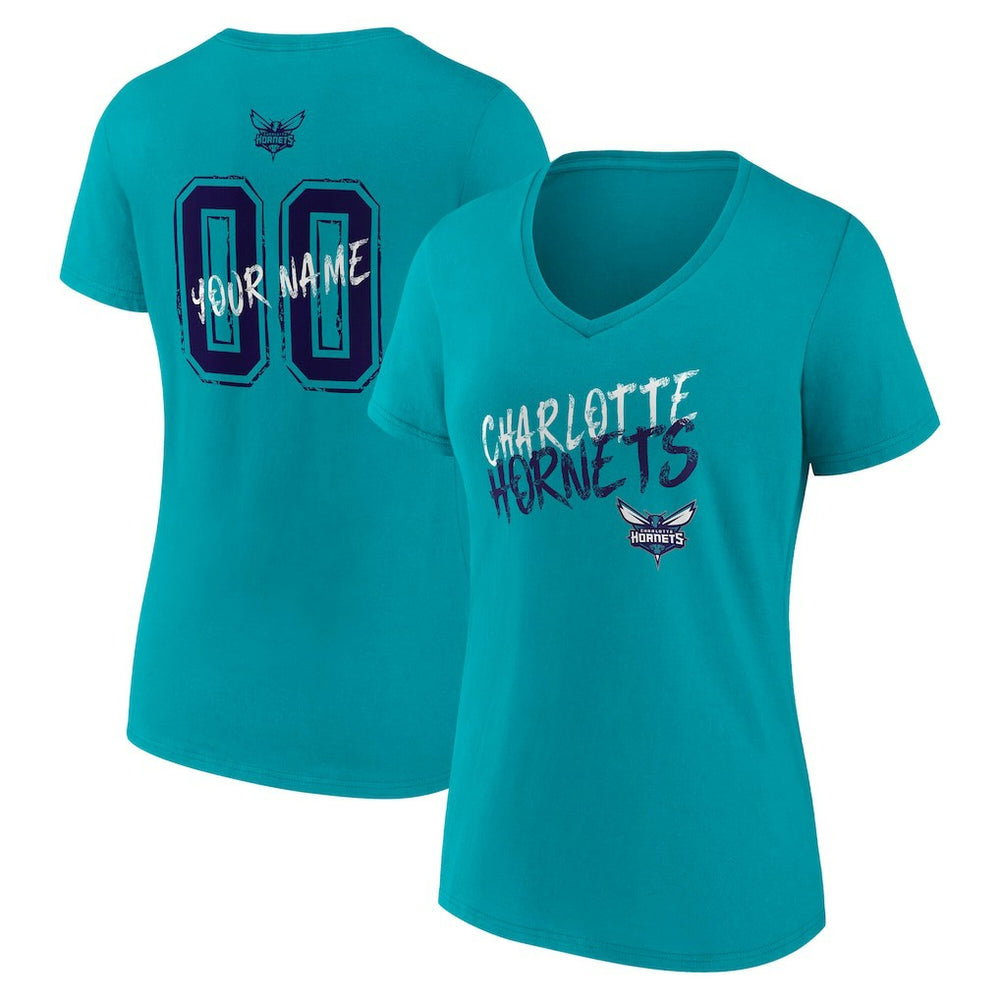 Charlotte Hornets Women's Hustle Custom V-Neck T-Shirt Teal outlet