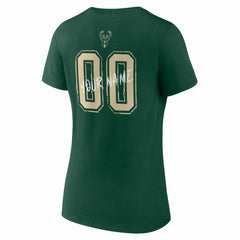Milwaukee Bucks Women's Hustle Custom V-Neck T-Shirt Hunter Green