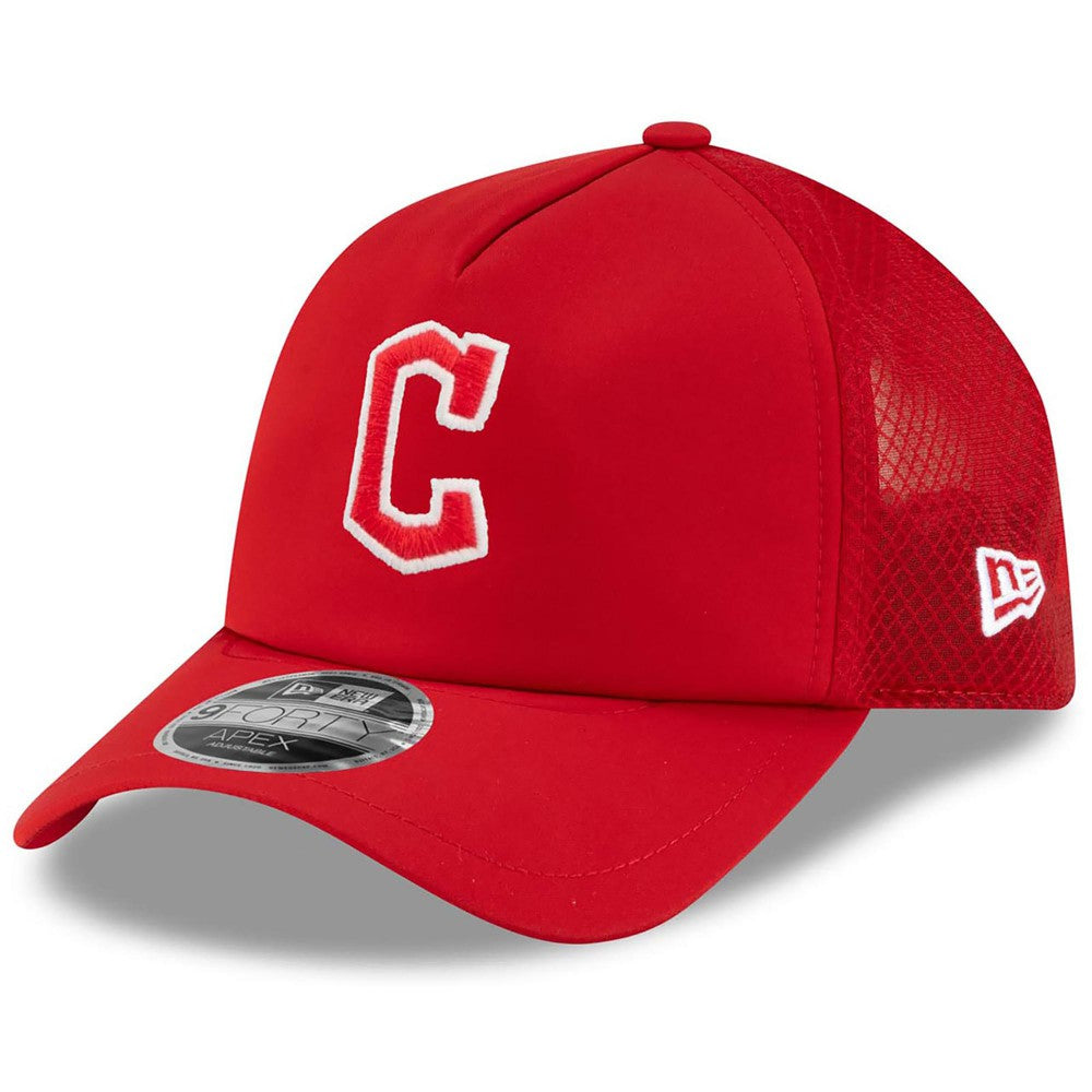 Cleveland Guardians New Era 2026 Batting Practice Apex 9FORTY Adjustable Trucker Hat - Red Hats