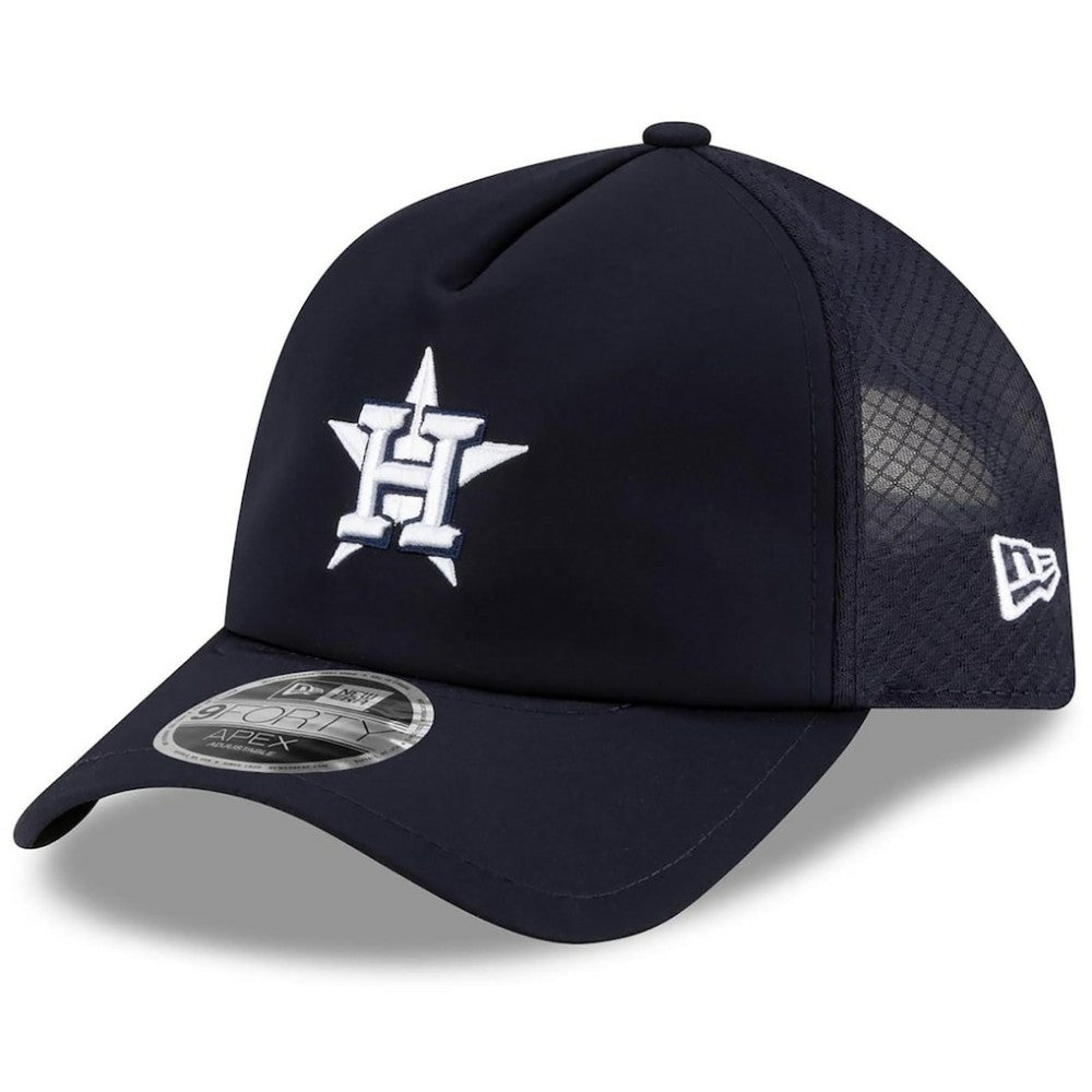 Houston Astros New Era 2026 Batting Practice Apex 9FORTY Adjustable Trucker Hat - Navy Hats
