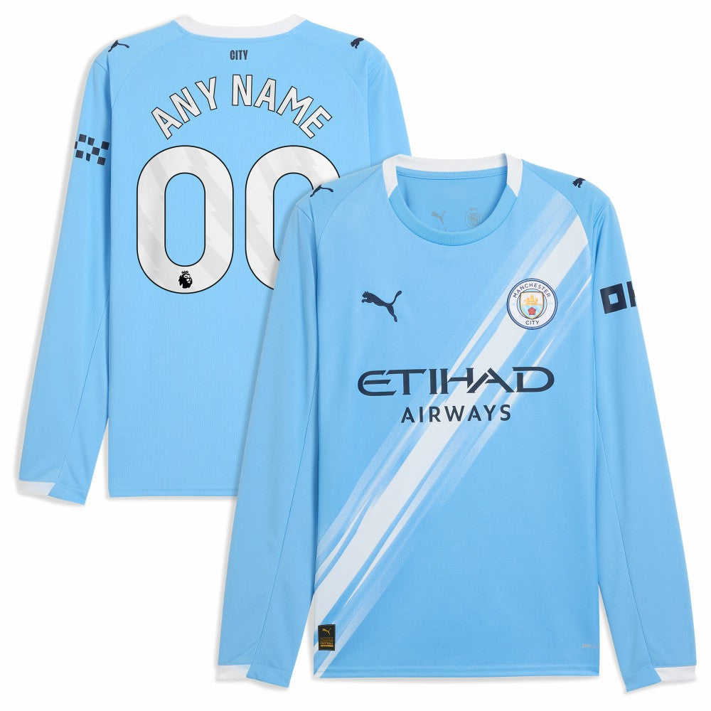 Manchester City 2025/26 Home Replica Long Sleeve Custom Jersey Sky Blue - Puma sale