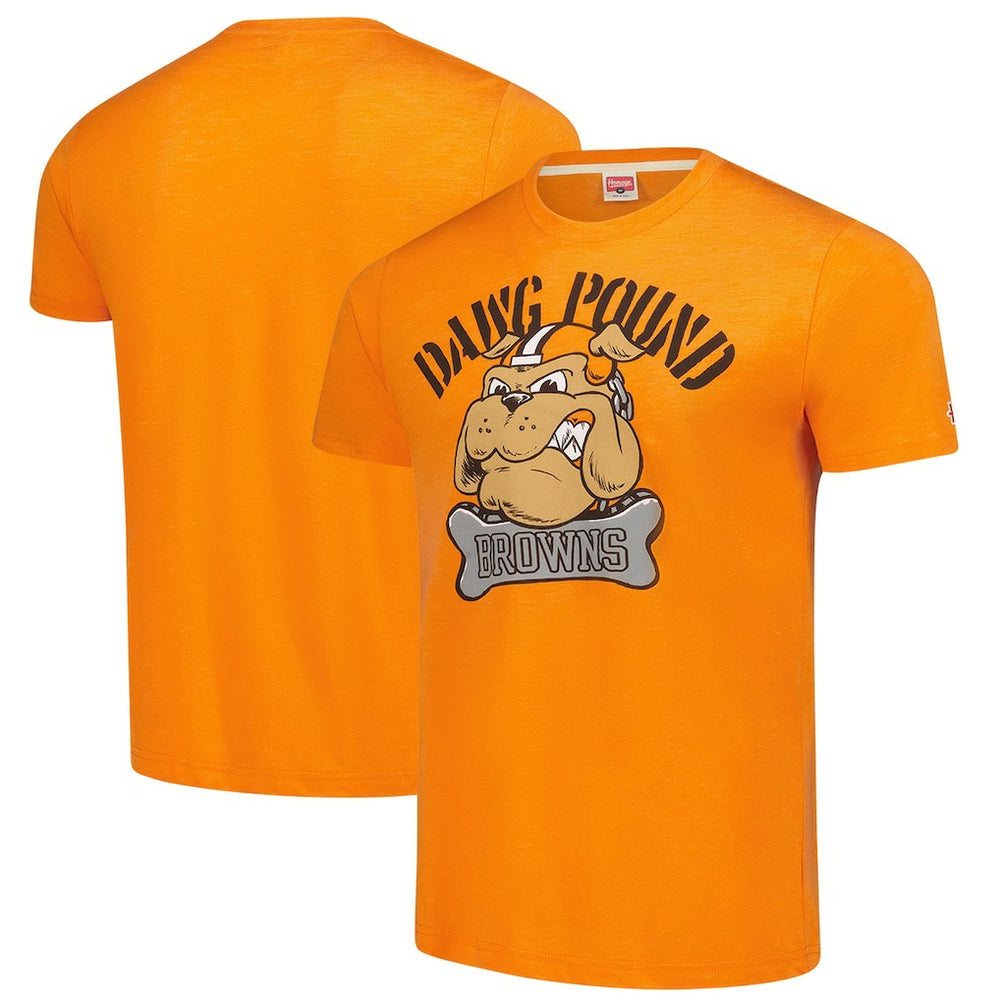 Cleveland Browns Homage Unisex Tri-Blend Dawg Pound XL Bone Collar T-Shirt - Orange T-shirts