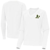 Athletics Antigua Women's Varsity Tri-Blend V-Neck Long Sleeve T-Shirt - White T-shirts