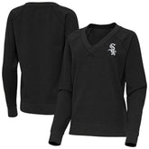 Chicago White Sox Antigua Women's Varsity Tri-Blend V-Neck Long Sleeve T-Shirt - Heather Black T-shirts