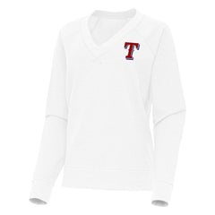 Texas Rangers Antigua Women's Varsity Tri-Blend V-Neck Long Sleeve T-Shirt - White T-shirts