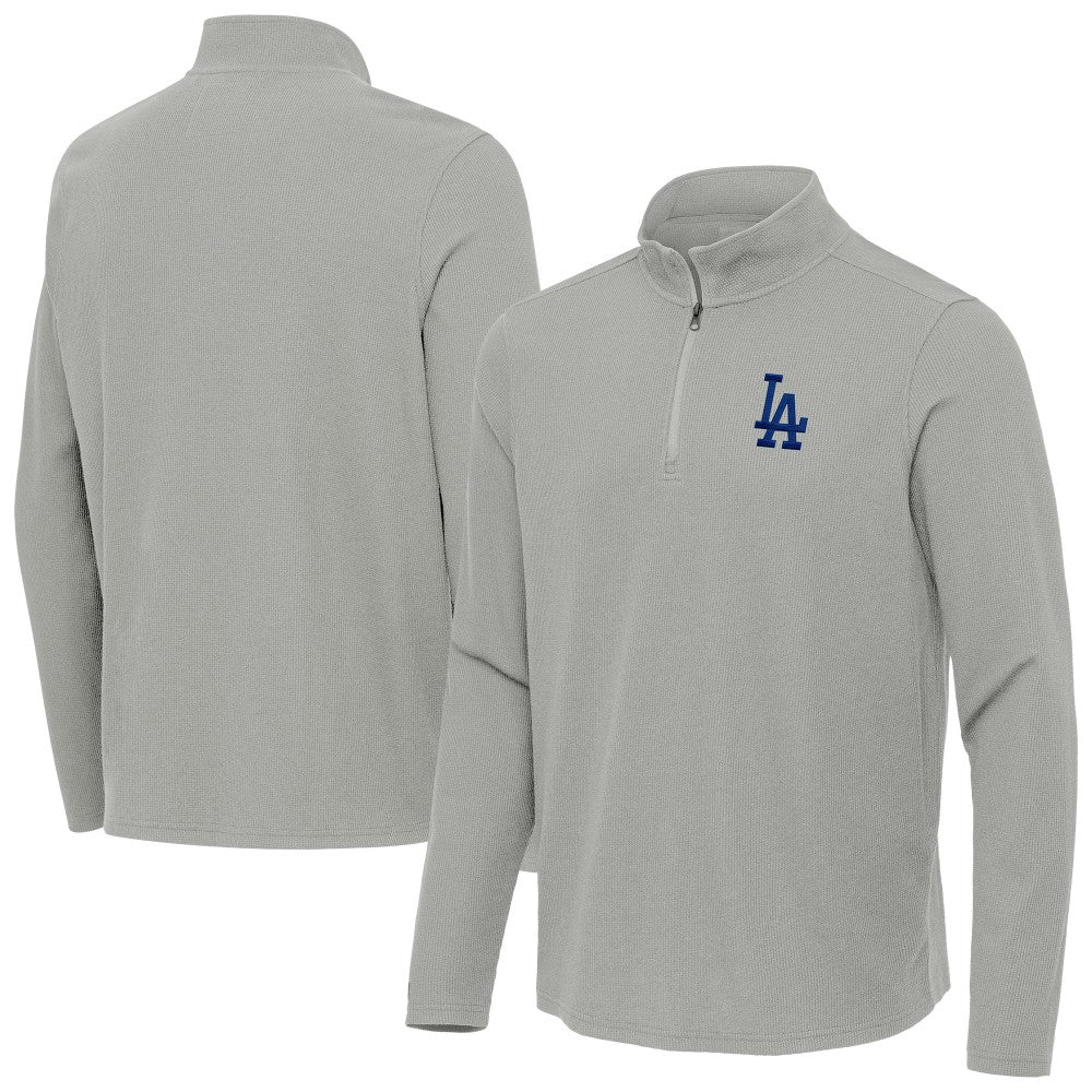 Los Angeles Dodgers Antigua Sync Tri-Blend Quarter-Zip Pullover - Heather Gray Pullover